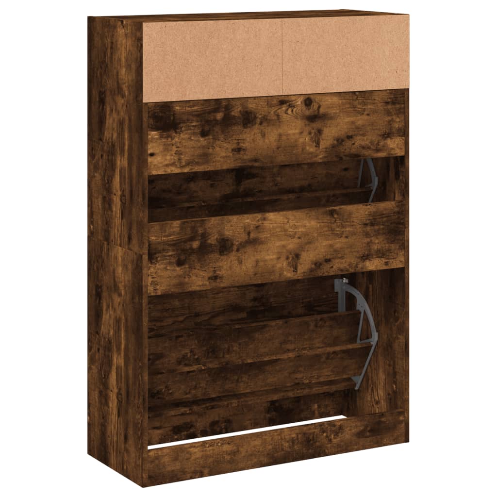 Schoenenkast Met 2 Klaplades Kleurig 80 x 34 x 116 cm Gerookt eiken