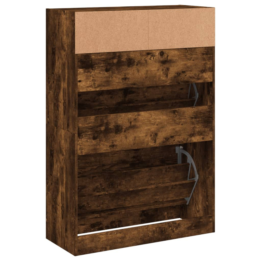 Schoenenkast Met 2 Klaplades Kleurig 80 x 34 x 116 cm Gerookt eiken