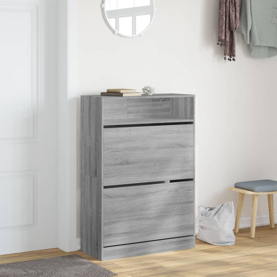 Schoenenkast Met 2 Klaplades 80 x 34 x 116 cm Grijs sonoma