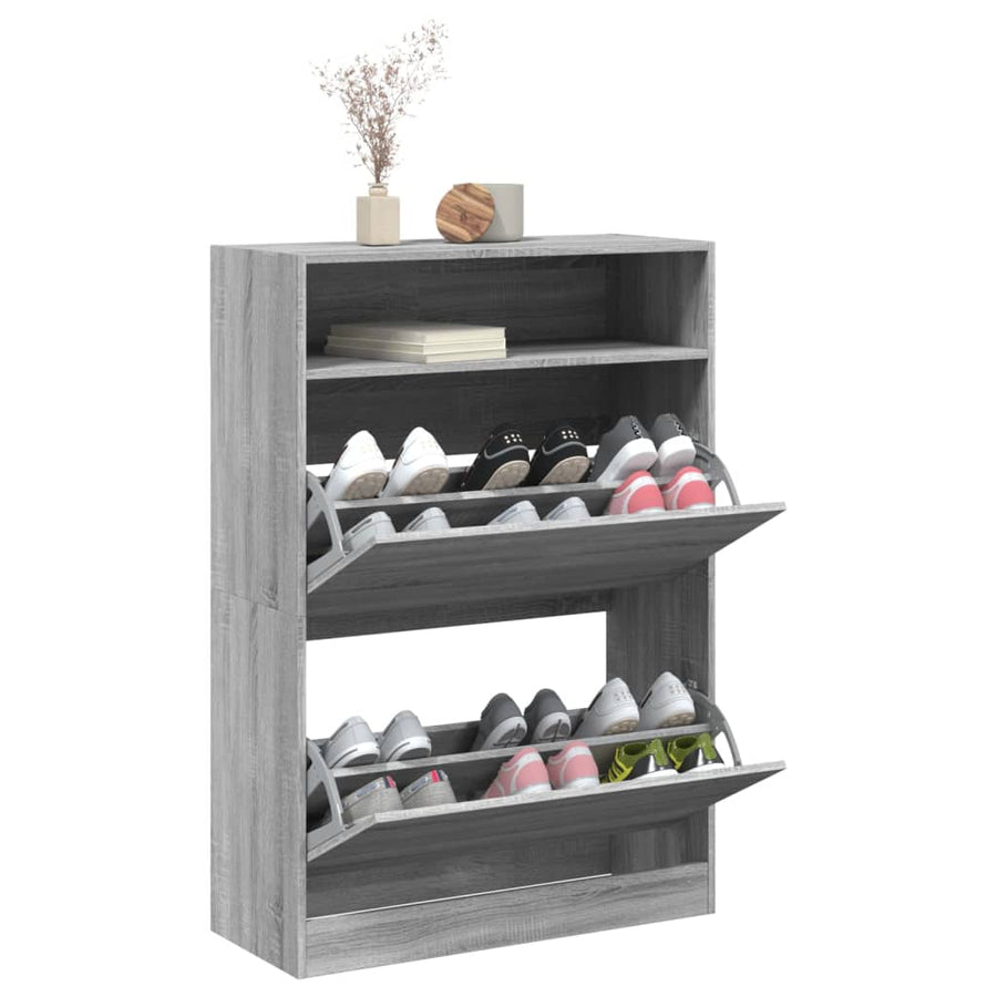 Schoenenkast Met 2 Klaplades 80 x 34 x 116 cm Grijs sonoma