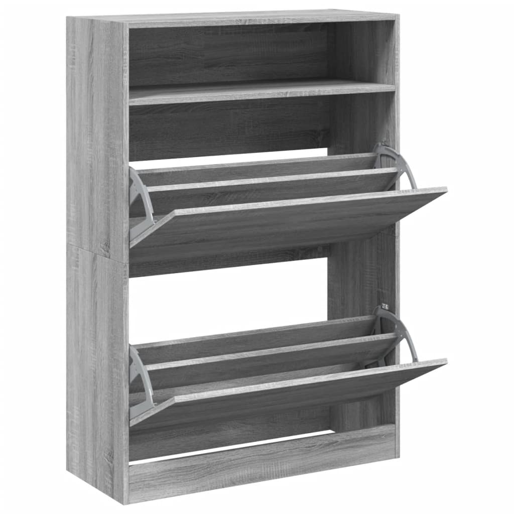 Schoenenkast Met 2 Klaplades 80 x 34 x 116 cm Grijs sonoma