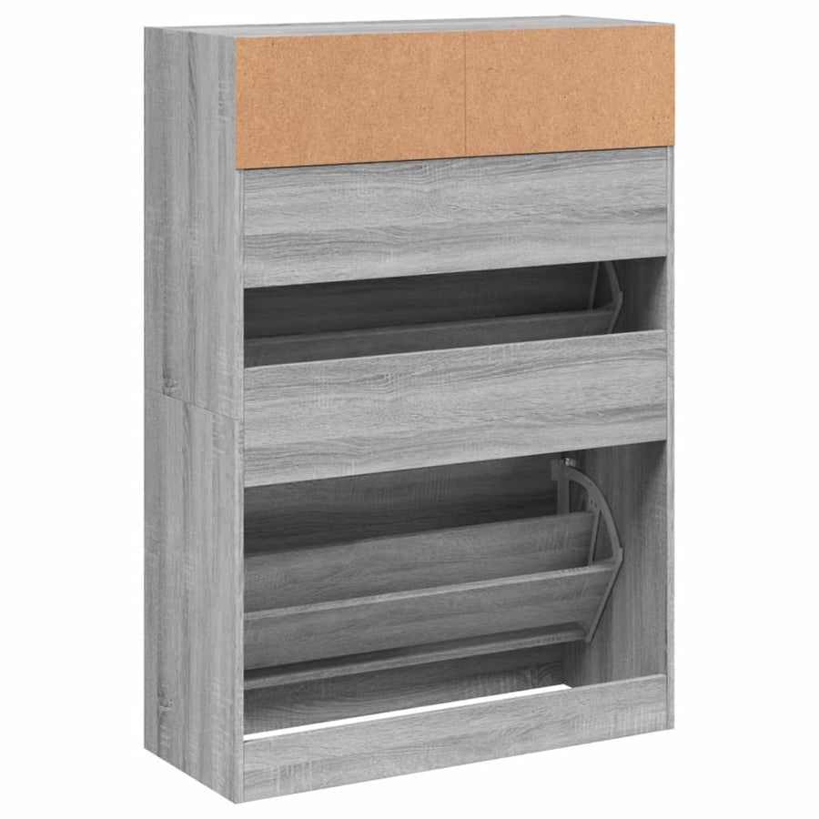 Schoenenkast Met 2 Klaplades 80 x 34 x 116 cm Grijs sonoma