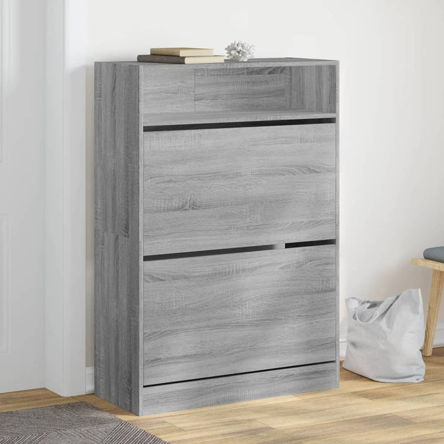 Schoenenkast Met 2 Klaplades 80 x 34 x 116 cm Grijs sonoma