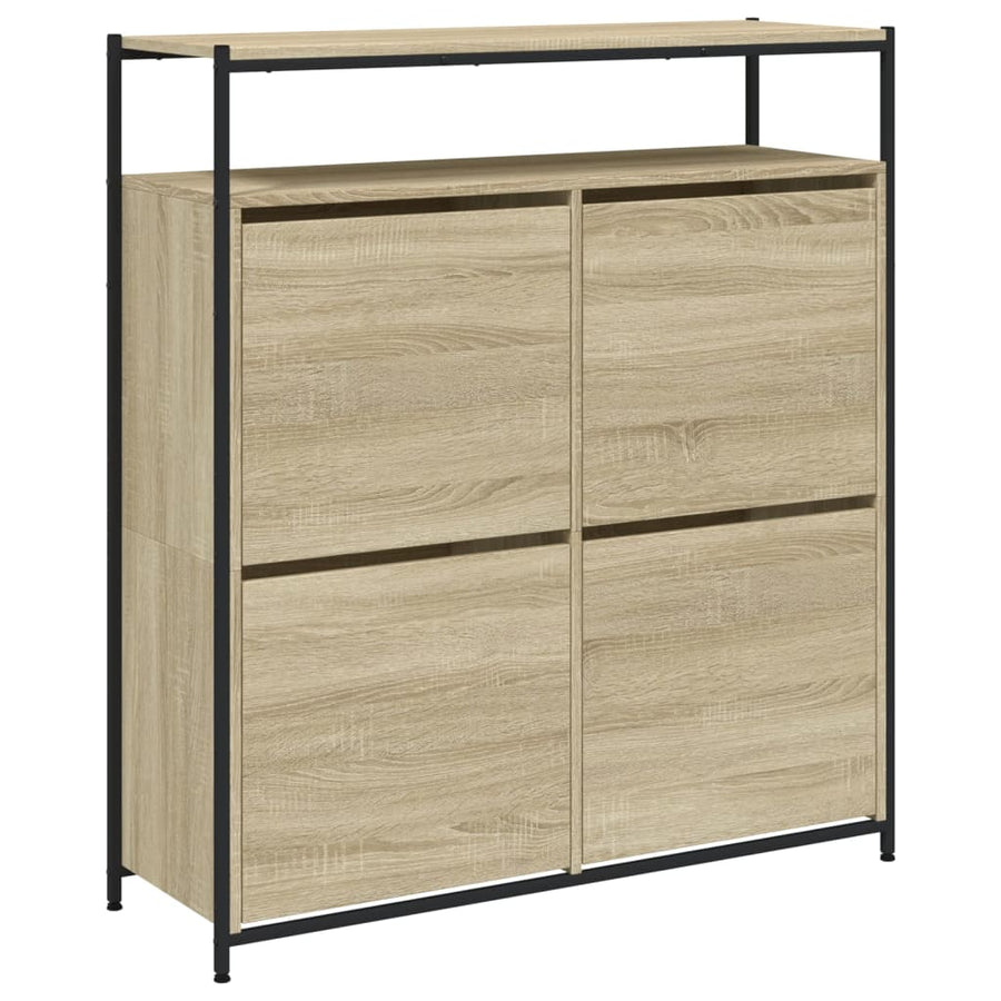 Schoenenkast Met 4 Klaplades Kleurig 100 x 34 x 112 cm Sonoma eiken