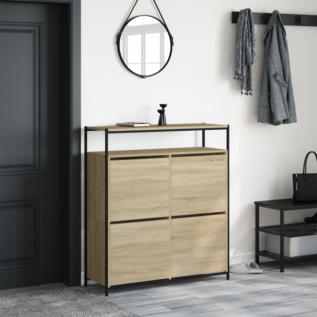 Schoenenkast Met 4 Klaplades Kleurig 100 x 34 x 112 cm Sonoma eiken