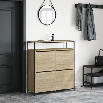 Schoenenkast Met 4 Klaplades Kleurig 100 x 34 x 112 cm Sonoma eiken