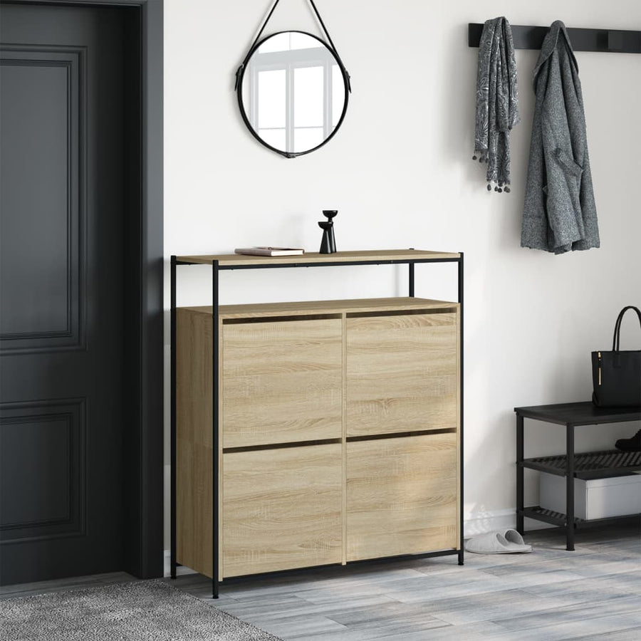 Schoenenkast Met 4 Klaplades Kleurig 100 x 34 x 112 cm Sonoma eiken