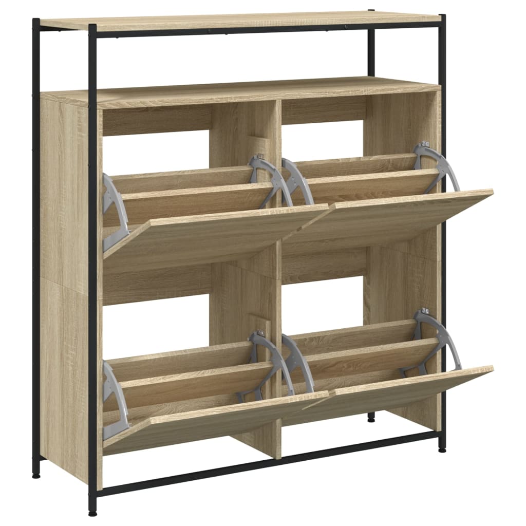 Schoenenkast Met 4 Klaplades Kleurig 100 x 34 x 112 cm Sonoma eiken