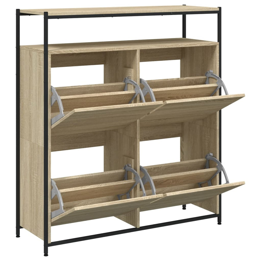 Schoenenkast Met 4 Klaplades Kleurig 100 x 34 x 112 cm Sonoma eiken