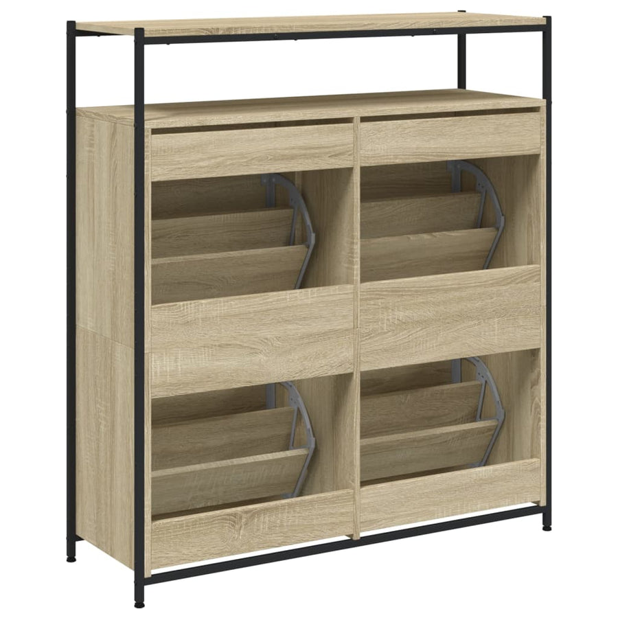 Schoenenkast Met 4 Klaplades Kleurig 100 x 34 x 112 cm Sonoma eiken
