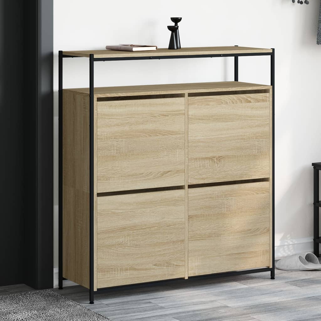 Schoenenkast Met 4 Klaplades Kleurig 100 x 34 x 112 cm Sonoma eiken