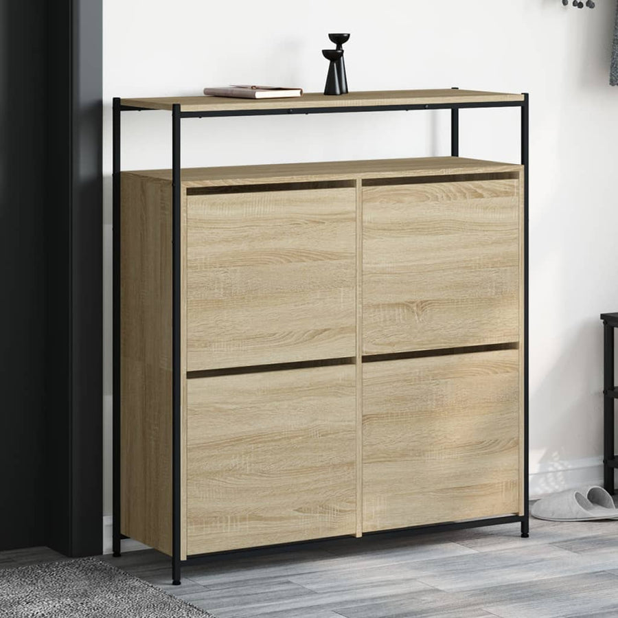 Schoenenkast Met 4 Klaplades Kleurig 100 x 34 x 112 cm Sonoma eiken