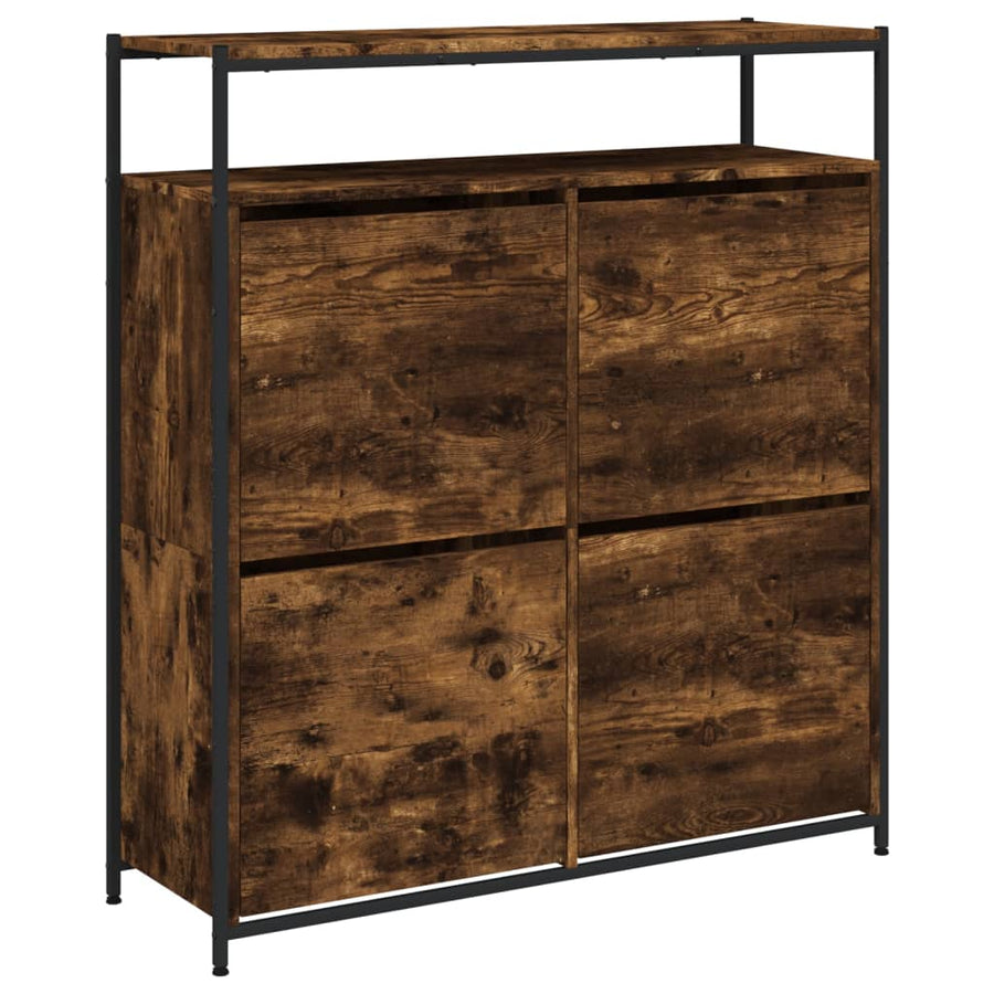 Schoenenkast Met 4 Klaplades Kleurig 100 x 34 x 112 cm Gerookt eiken