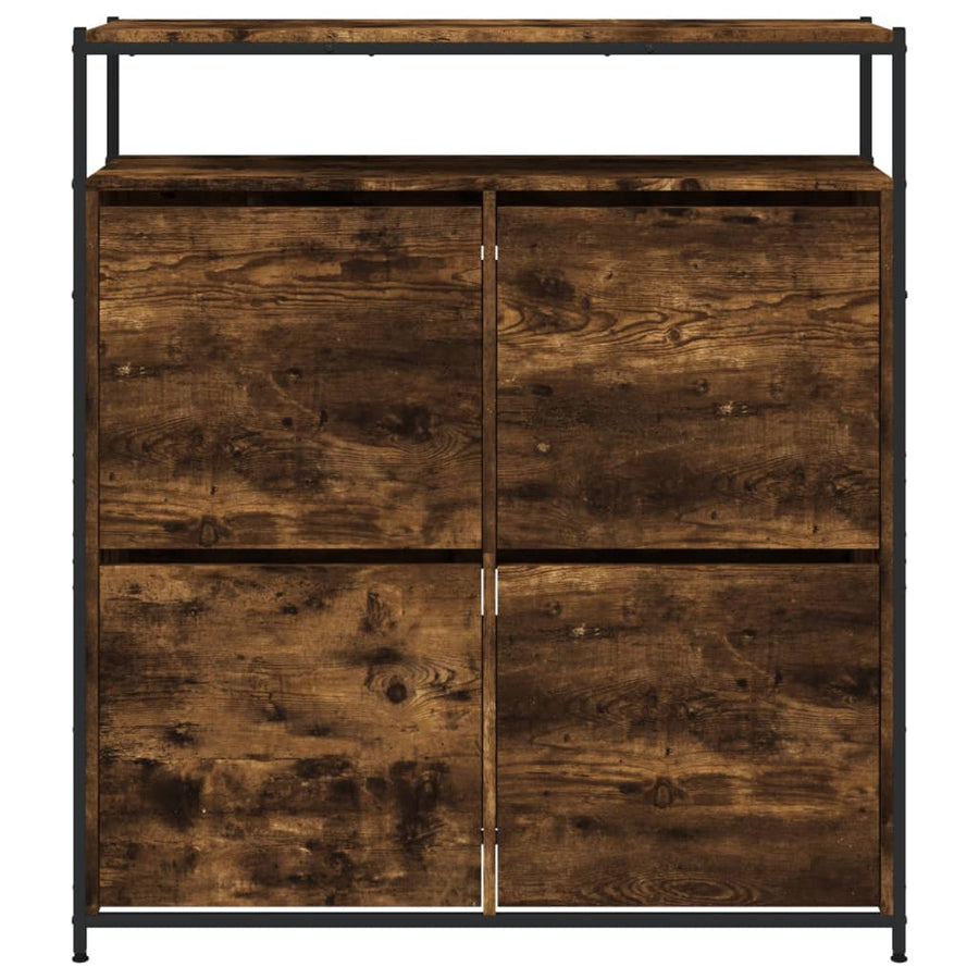 Schoenenkast Met 4 Klaplades Kleurig 100 x 34 x 112 cm Gerookt eiken