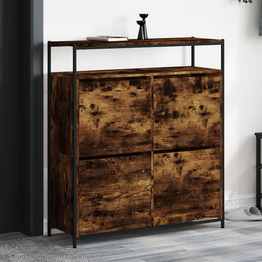 Schoenenkast Met 4 Klaplades Kleurig 100 x 34 x 112 cm Gerookt eiken