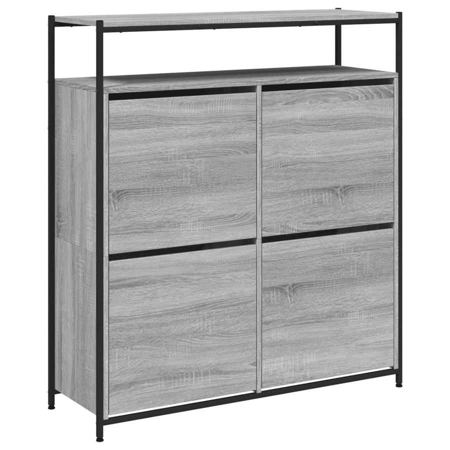 Schoenenkast Met 4 Klaplades Eiken 100 x 34 x 112 cm Grijs sonoma