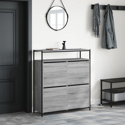 Schoenenkast Met 4 Klaplades Eiken 100 x 34 x 112 cm Grijs sonoma