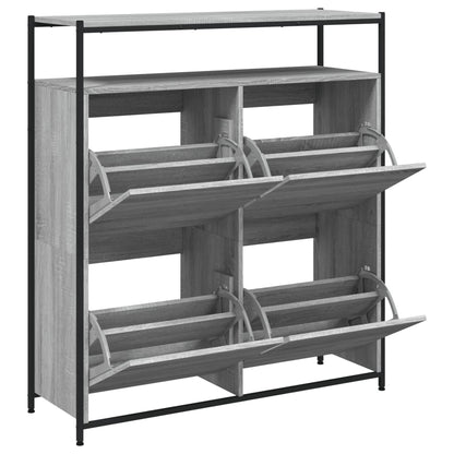 Schoenenkast Met 4 Klaplades Eiken 100 x 34 x 112 cm Grijs sonoma