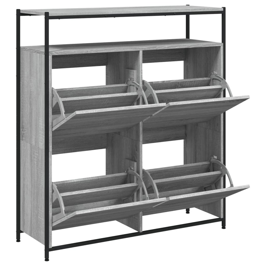 Schoenenkast Met 4 Klaplades Eiken 100 x 34 x 112 cm Grijs sonoma
