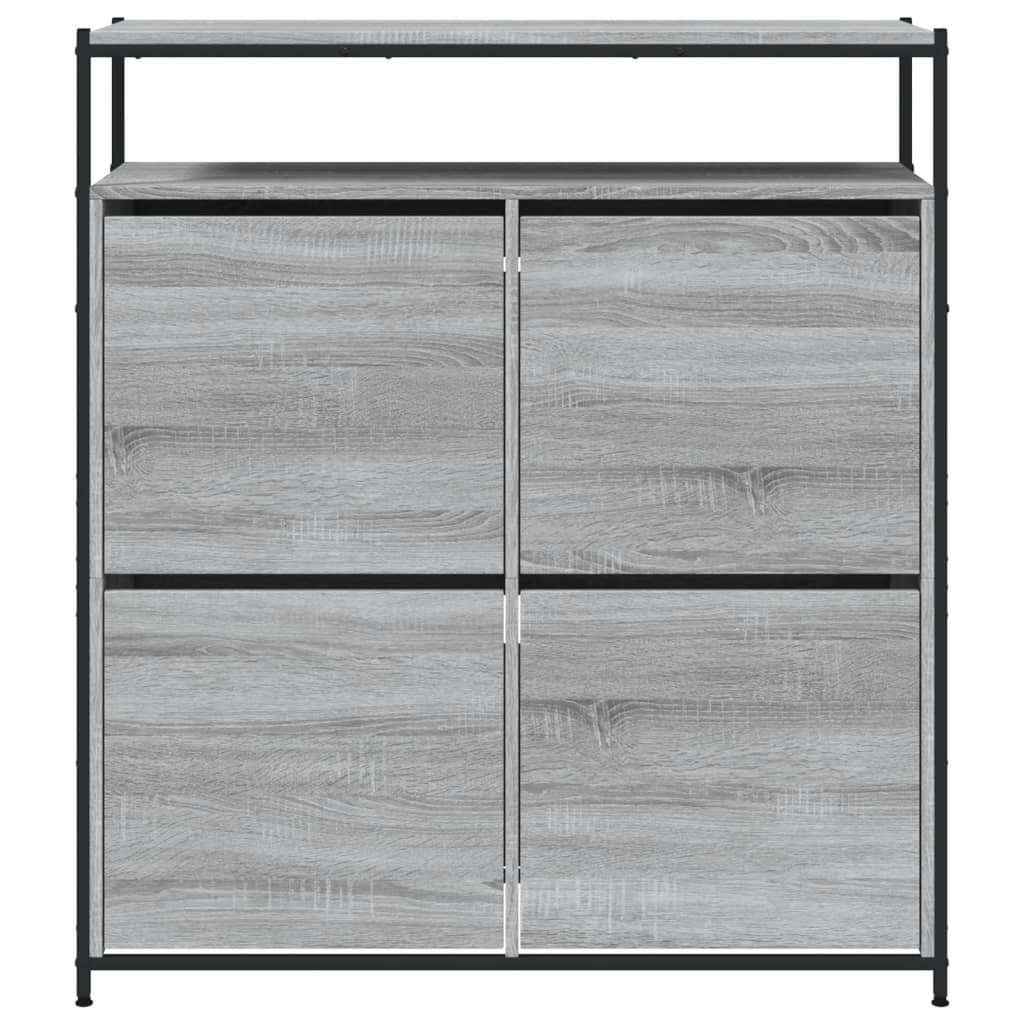 Schoenenkast Met 4 Klaplades Eiken 100 x 34 x 112 cm Grijs sonoma