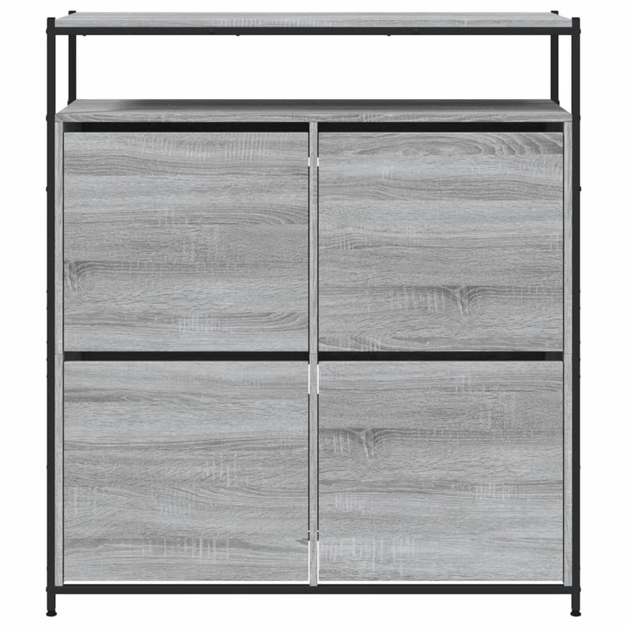 Schoenenkast Met 4 Klaplades Eiken 100 x 34 x 112 cm Grijs sonoma
