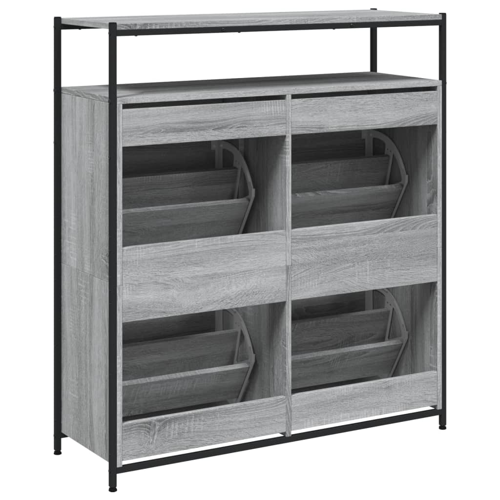 Schoenenkast Met 4 Klaplades Eiken 100 x 34 x 112 cm Grijs sonoma
