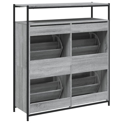 Schoenenkast Met 4 Klaplades Eiken 100 x 34 x 112 cm Grijs sonoma