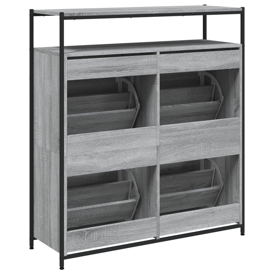 Schoenenkast Met 4 Klaplades Eiken 100 x 34 x 112 cm Grijs sonoma