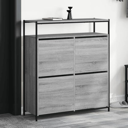 Schoenenkast Met 4 Klaplades Eiken 100 x 34 x 112 cm Grijs sonoma