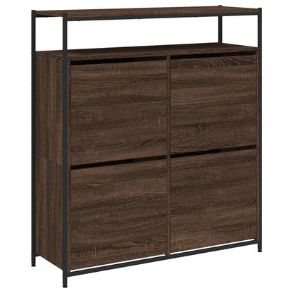 Schoenenkast Met 4 Klaplades Bruineikenkleurig 100 x 34 x 112 cm bruin eikenkleur