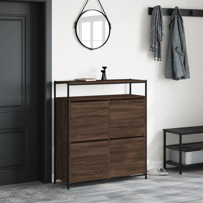 Schoenenkast Met 4 Klaplades Bruineikenkleurig 100 x 34 x 112 cm bruin eikenkleur