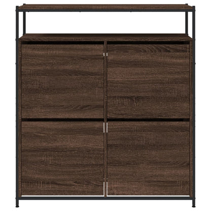 Schoenenkast Met 4 Klaplades Bruineikenkleurig 100 x 34 x 112 cm bruin eikenkleur