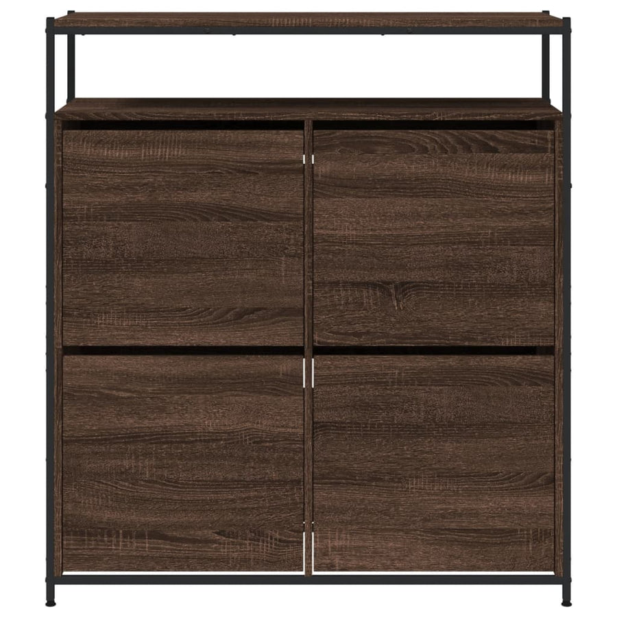 Schoenenkast Met 4 Klaplades Bruineikenkleurig 100 x 34 x 112 cm bruin eikenkleur