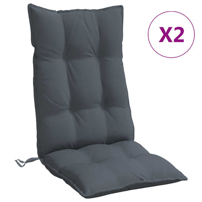 Stoelkussens 2 St Hoge Rug Oxford Stof Antracietkleurig
