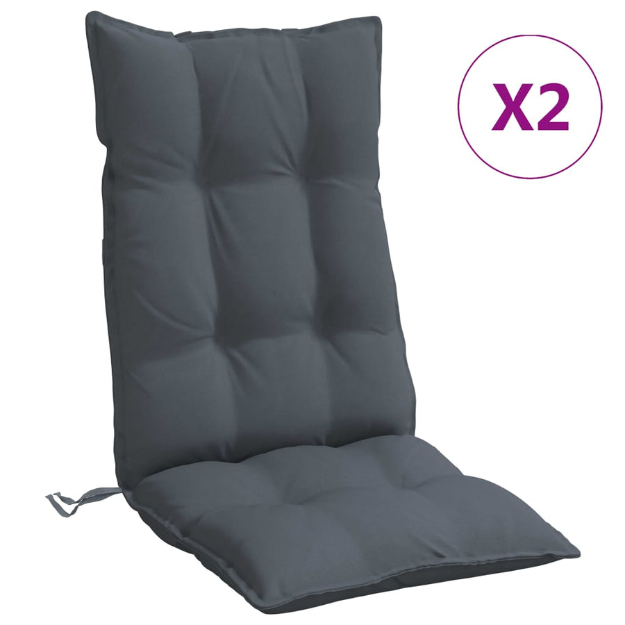 Stoelkussens 2 St Hoge Rug Oxford Stof Antracietkleurig