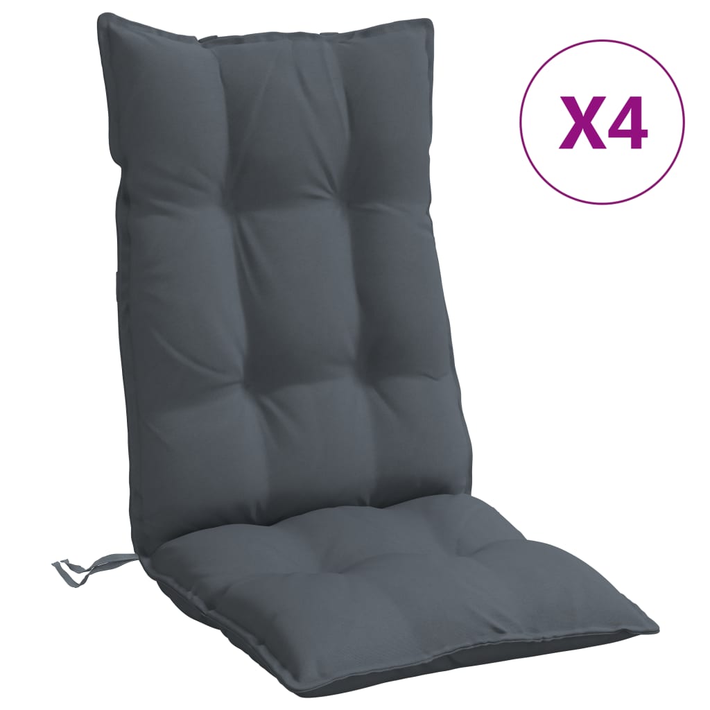Stoelkussens 4 St Hoge Rug Oxford Stof Antracietkleurig