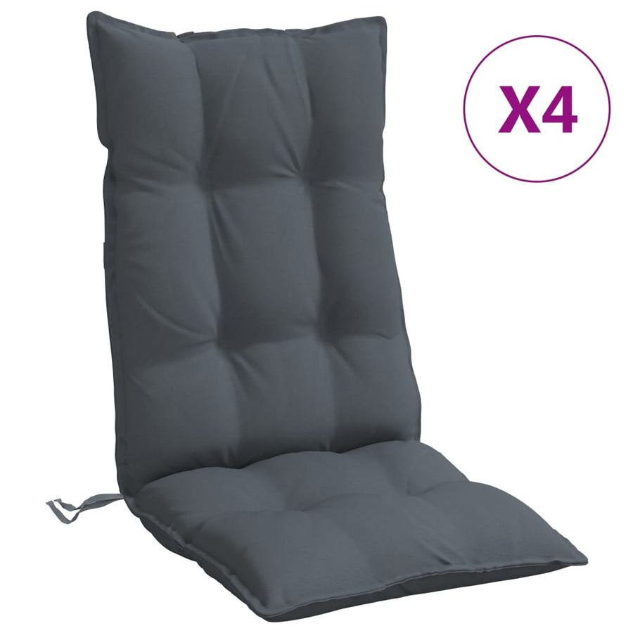Stoelkussens 4 St Hoge Rug Oxford Stof Antracietkleurig