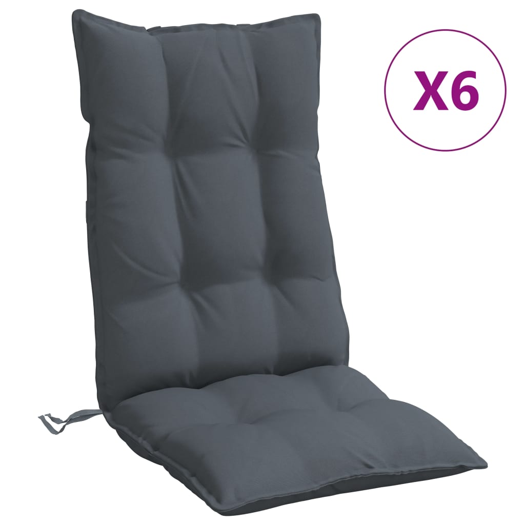 Stoelkussens 6 St Hoge Rug Oxford Stof Antracietkleurig