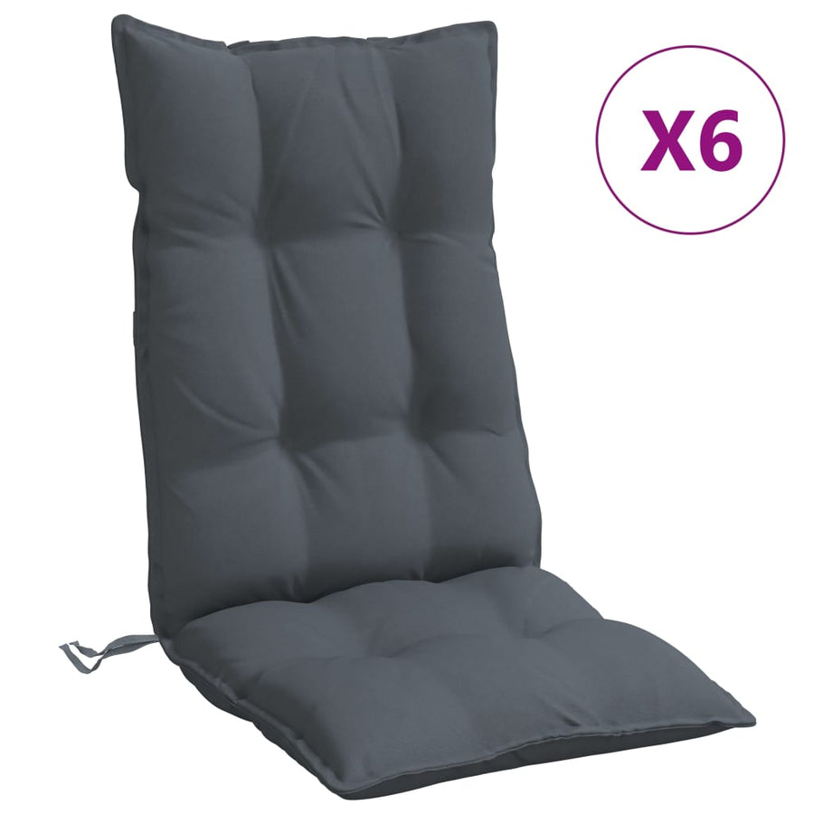Stoelkussens 6 St Hoge Rug Oxford Stof Antracietkleurig