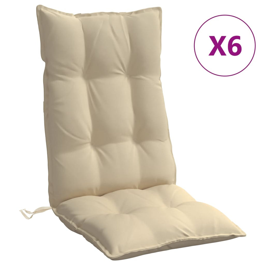 Stoelkussens 6 St Hoge Rug Oxford Stof Beige