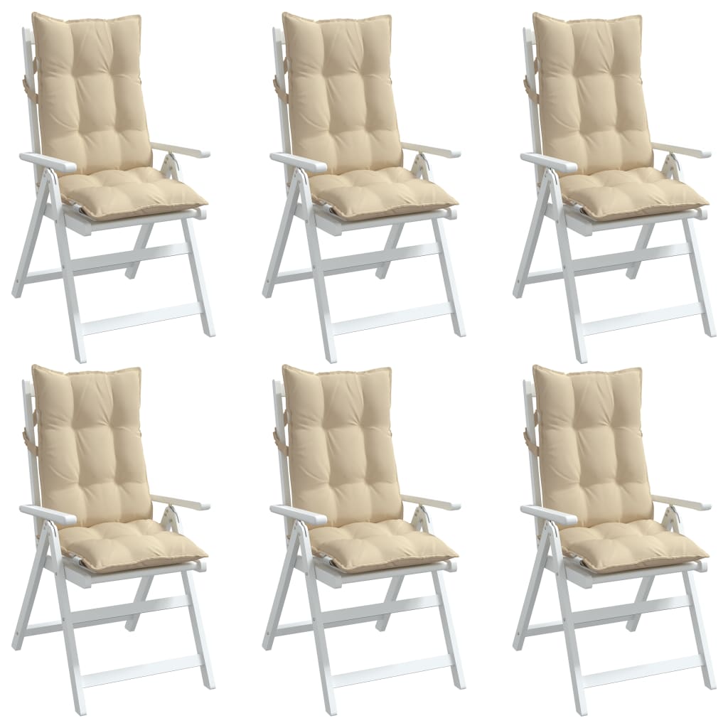 Stoelkussens 6 St Hoge Rug Oxford Stof Beige