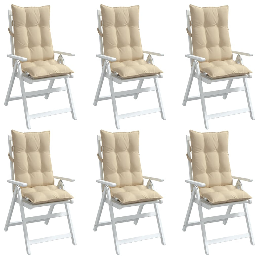 Stoelkussens 6 St Hoge Rug Oxford Stof Beige