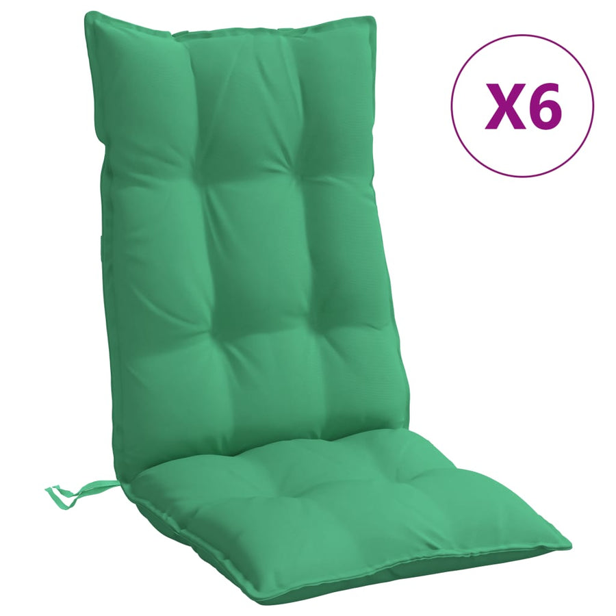 Stoelkussens 6 st hoge rug oxford stof groen