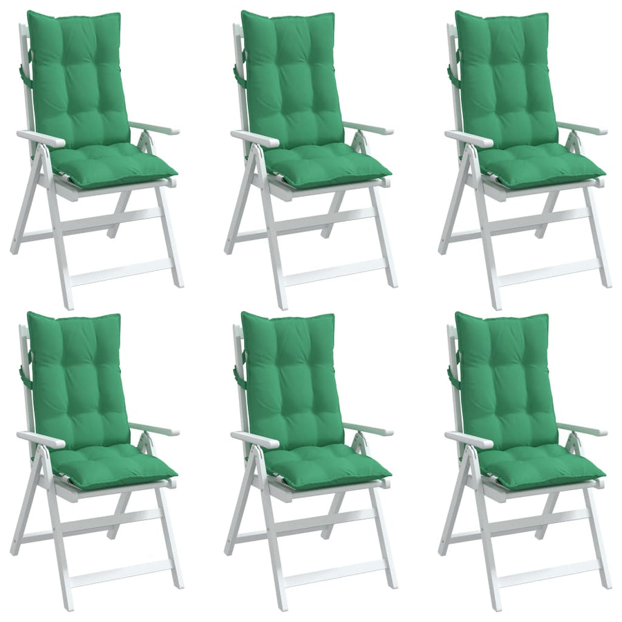 Stoelkussens 6 st hoge rug oxford stof groen