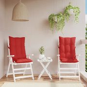 Stoelkussens 2 st hoge rug rood 120x50x7 cm
