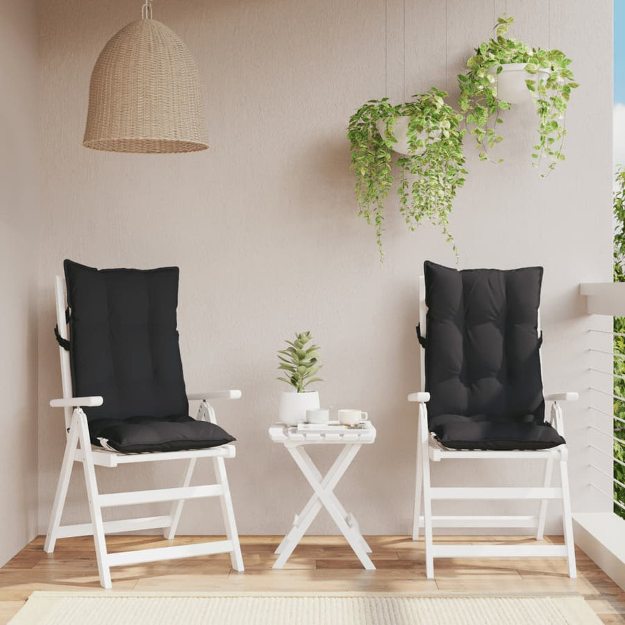 Stoelkussens 2 St Hoge Rug Oxford Stof Zwart