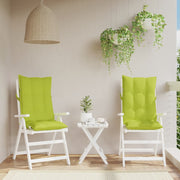 Stoelkussens 2 st hoge rug 120x50x7 cm heldergroen