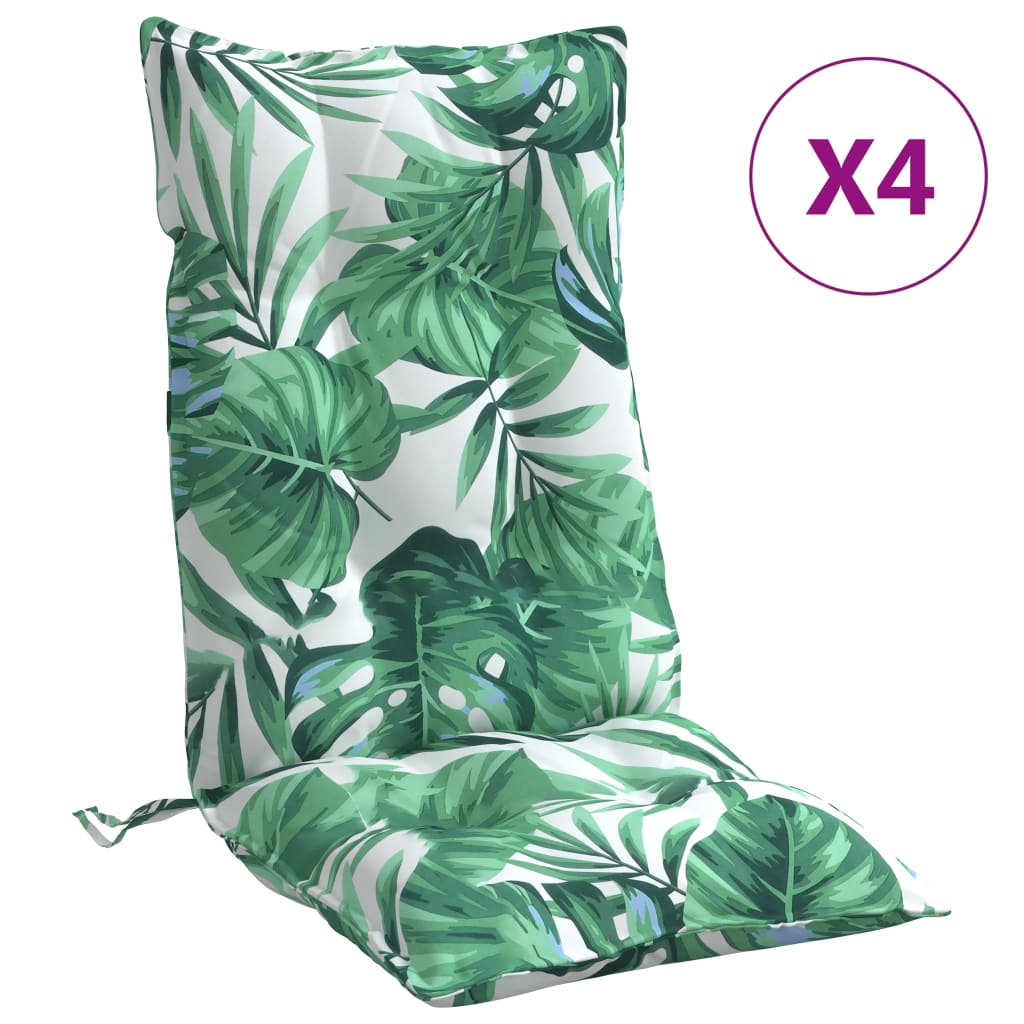 Stoelkussens 4 St Hoge Rug Bladpatroon Oxford Stof Groen