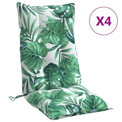 Stoelkussens 4 St Hoge Rug Bladpatroon Oxford Stof Groen