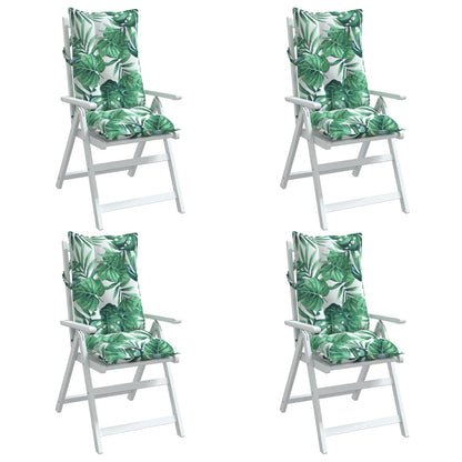 Stoelkussens 4 St Hoge Rug Bladpatroon Oxford Stof Groen